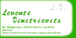 levente dimitrievits business card